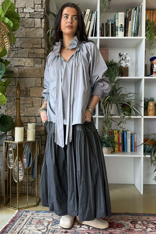 Paloma Bubble Hem Layering Dress Charcoal